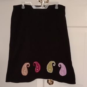 Global Groove Black Skirt with Paisleys